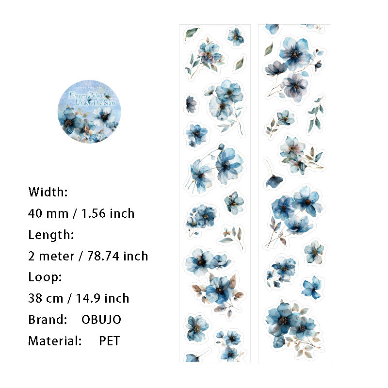 1 Roll Vintage Flower PET Stickers Tape FHXL