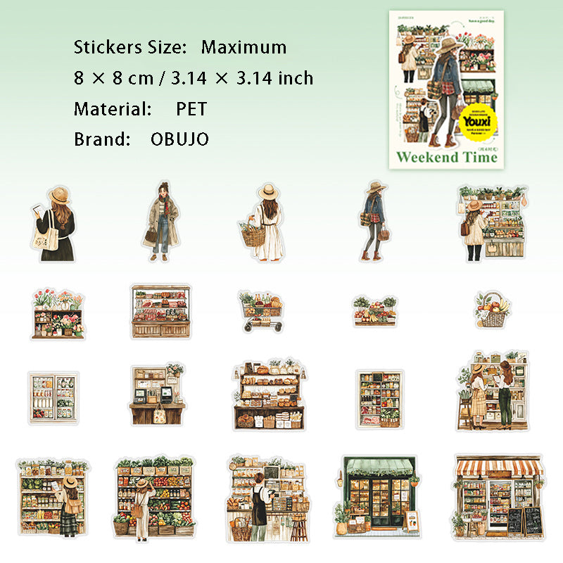 20 Pcs Weekend Daily PET Stickers ZMSG