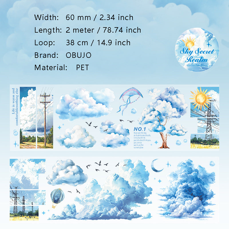 1 Roll Cloud Sky PET Stickers Tape TKMJ