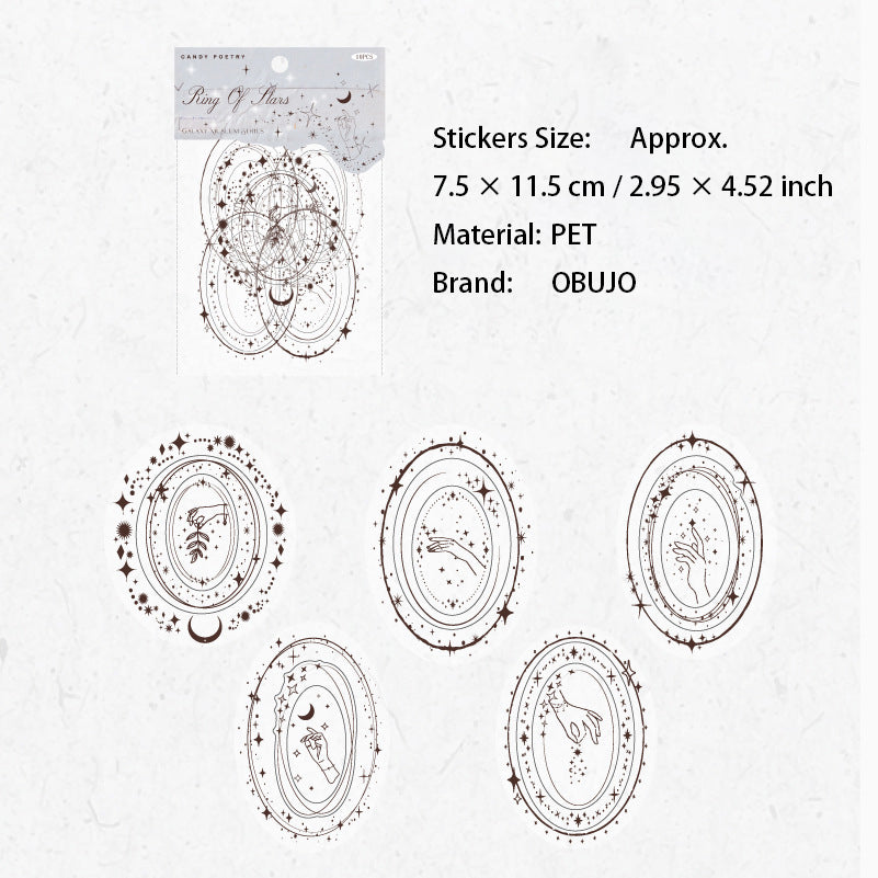 10 Pcs Round Frame PET Stickers YHBWG