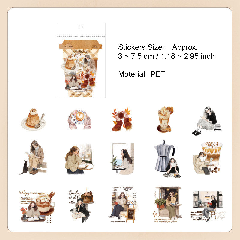 30 Pcs Coffee Theme PET Stickers YBKFSJ