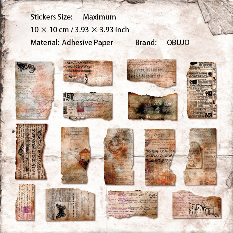 15 Pcs Burnt Vintage Journal Paper YLXJ