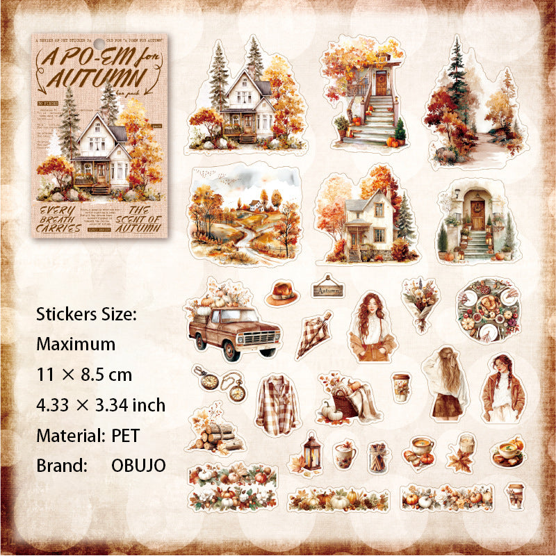 30 Pcs Autumn Themed PET Stickers XGQTDS