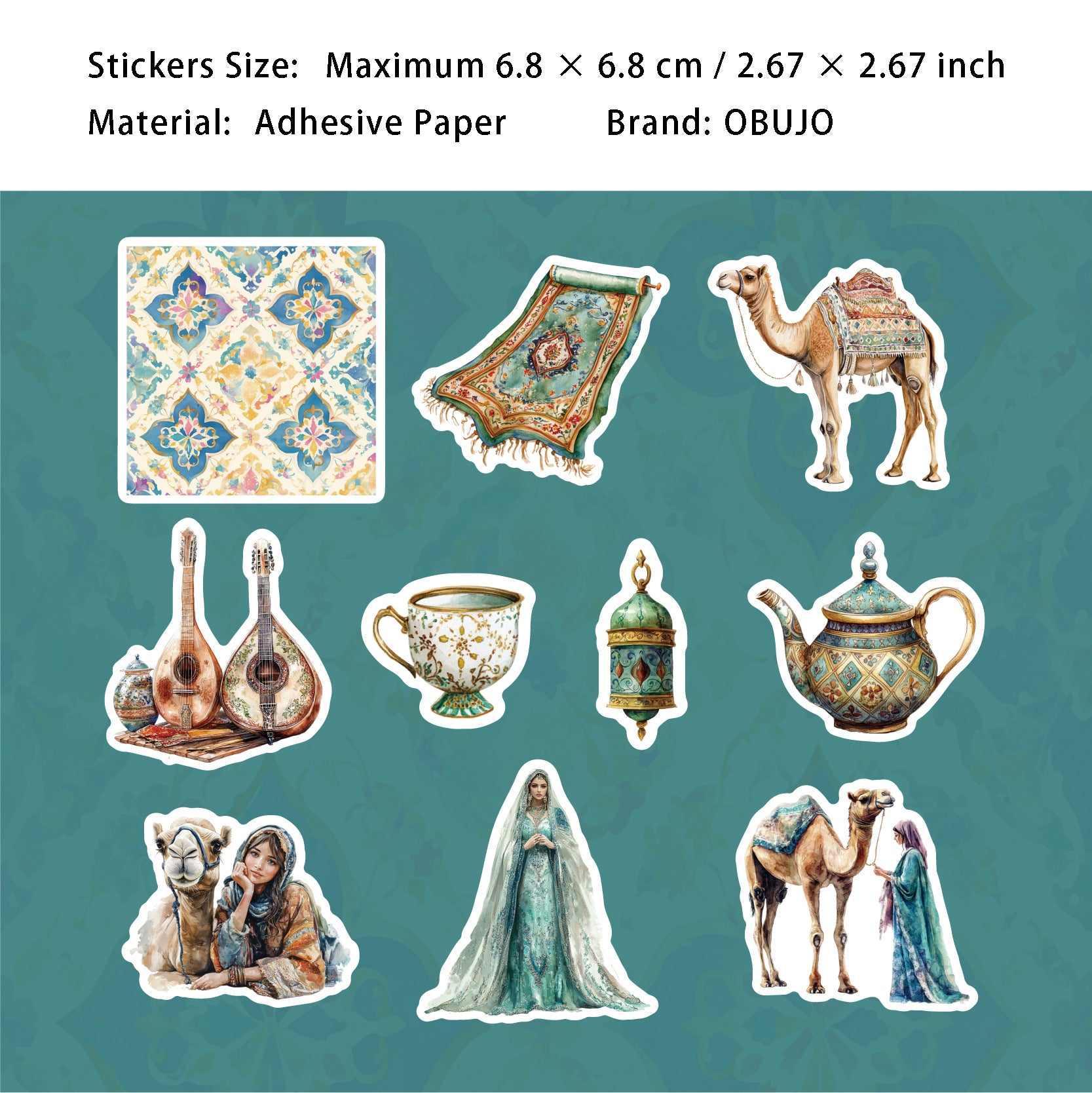 20 Pcs Arabian Style PET Stickers YYBD