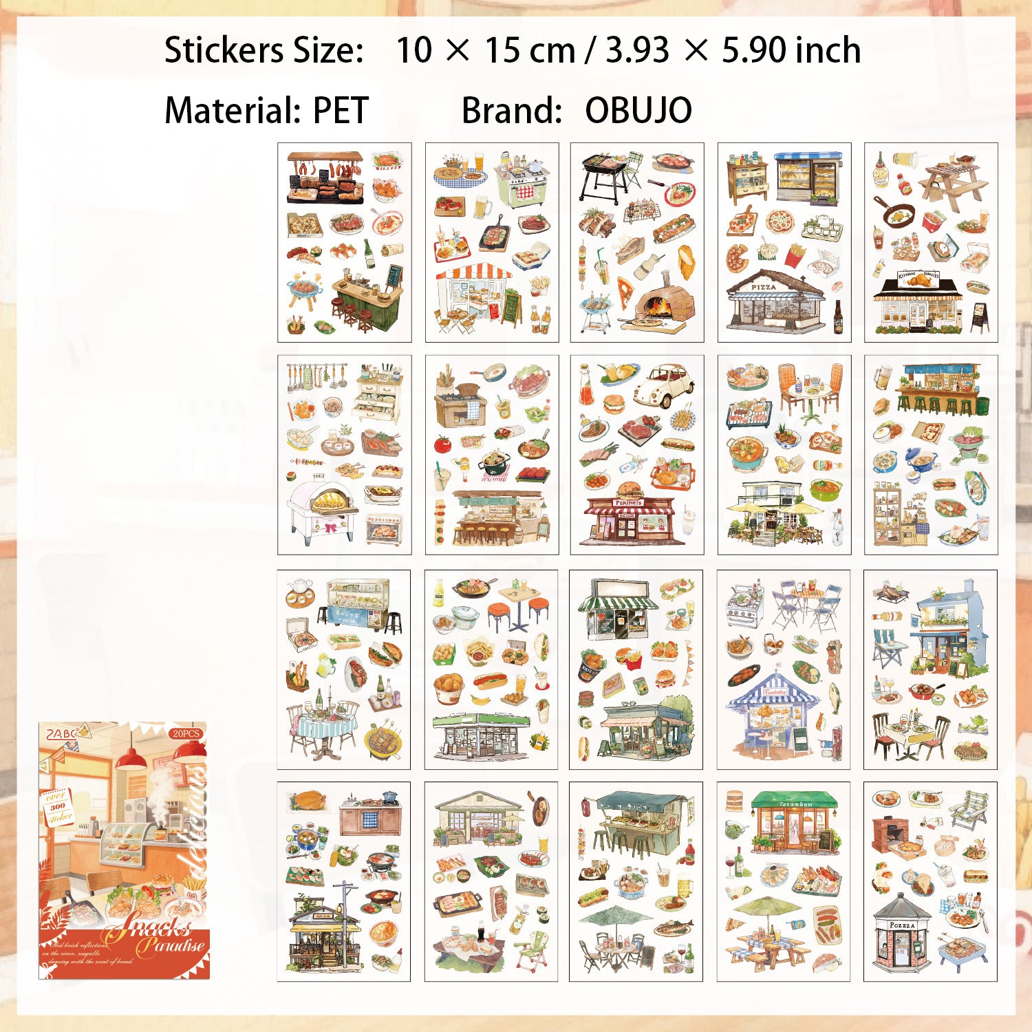 20 Sheets Dinner Time PET Stickers Book MWSG
