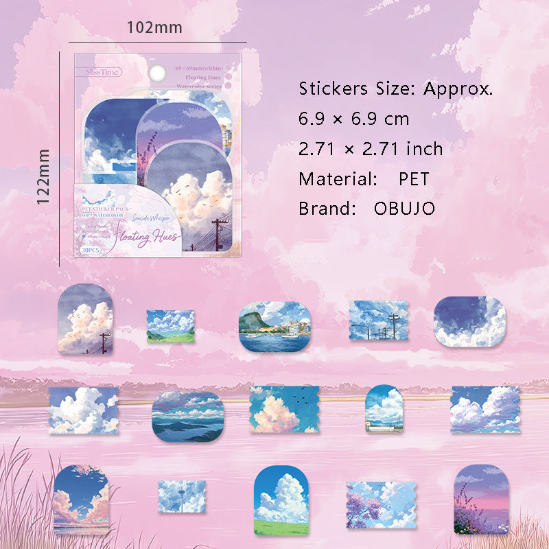 30 Pcs Seasonal Landscape PET Stickers FCHJ