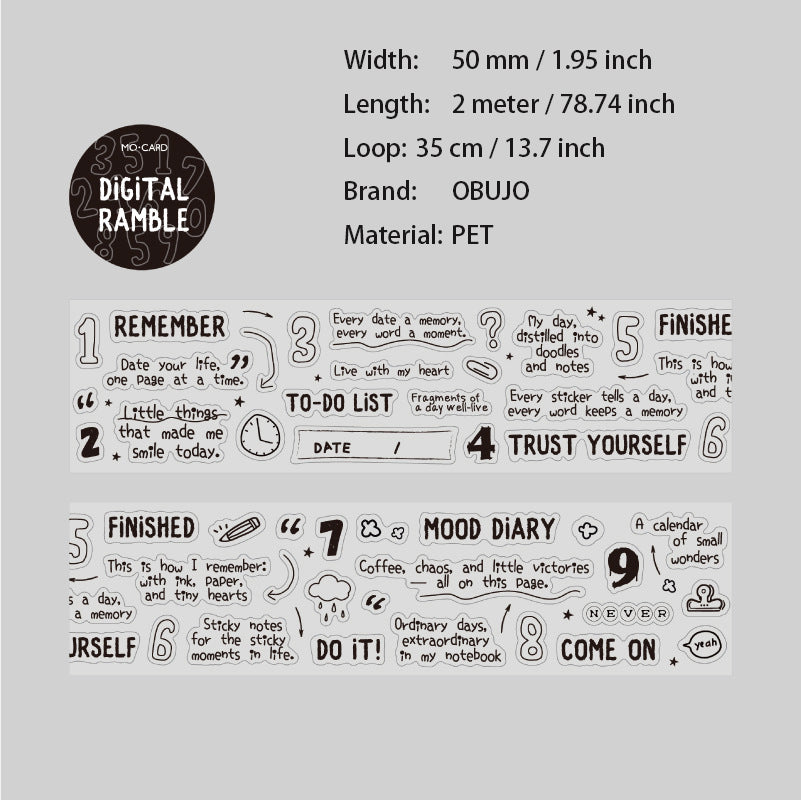 1 Roll Quote Words PET Stickers JDXT