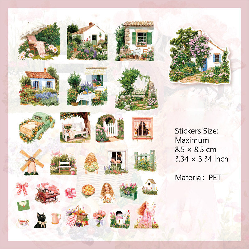 30 Pcs Manor Girl PET Stickers XLLM