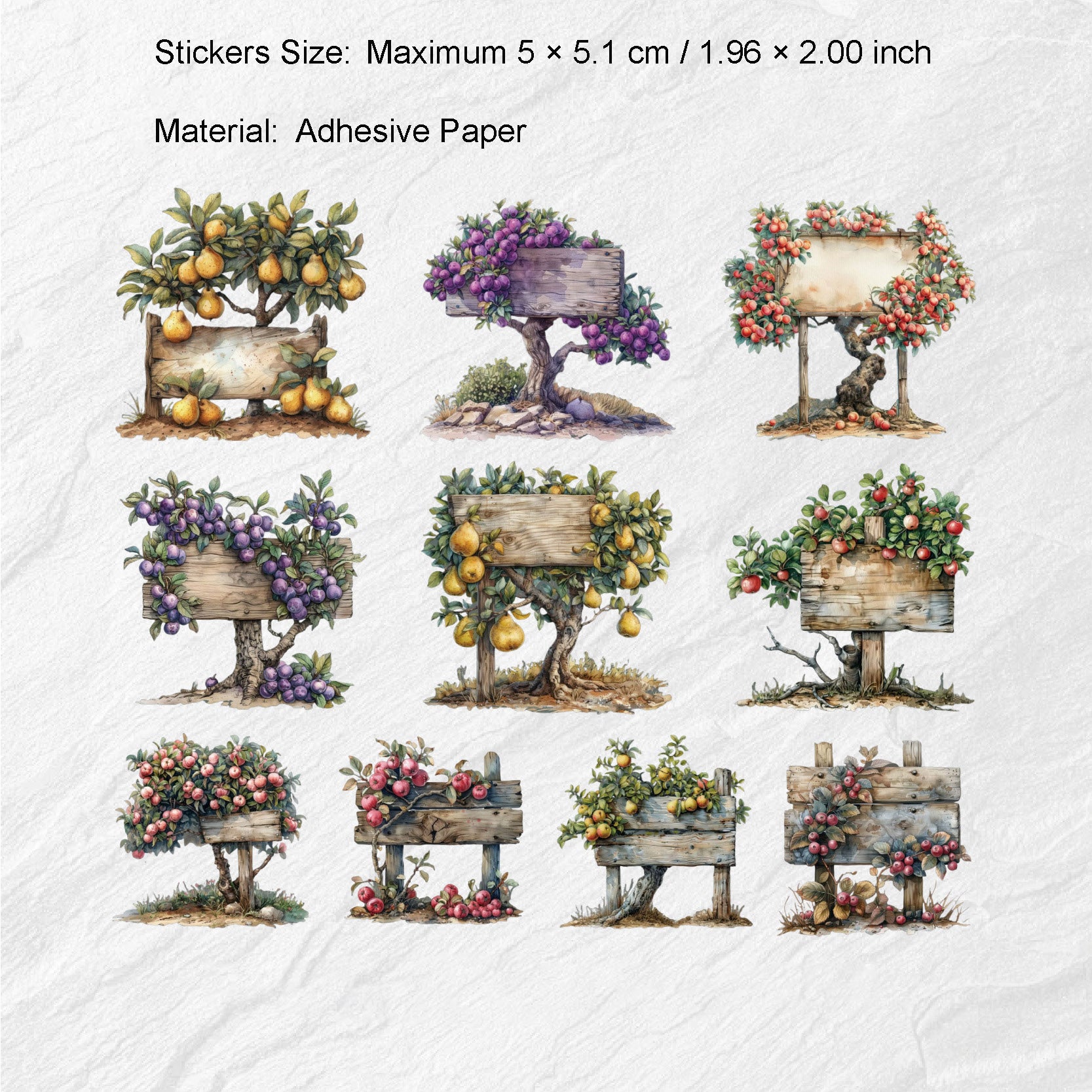 10 Pcs Orchard Theme PET Stickers PJXL
