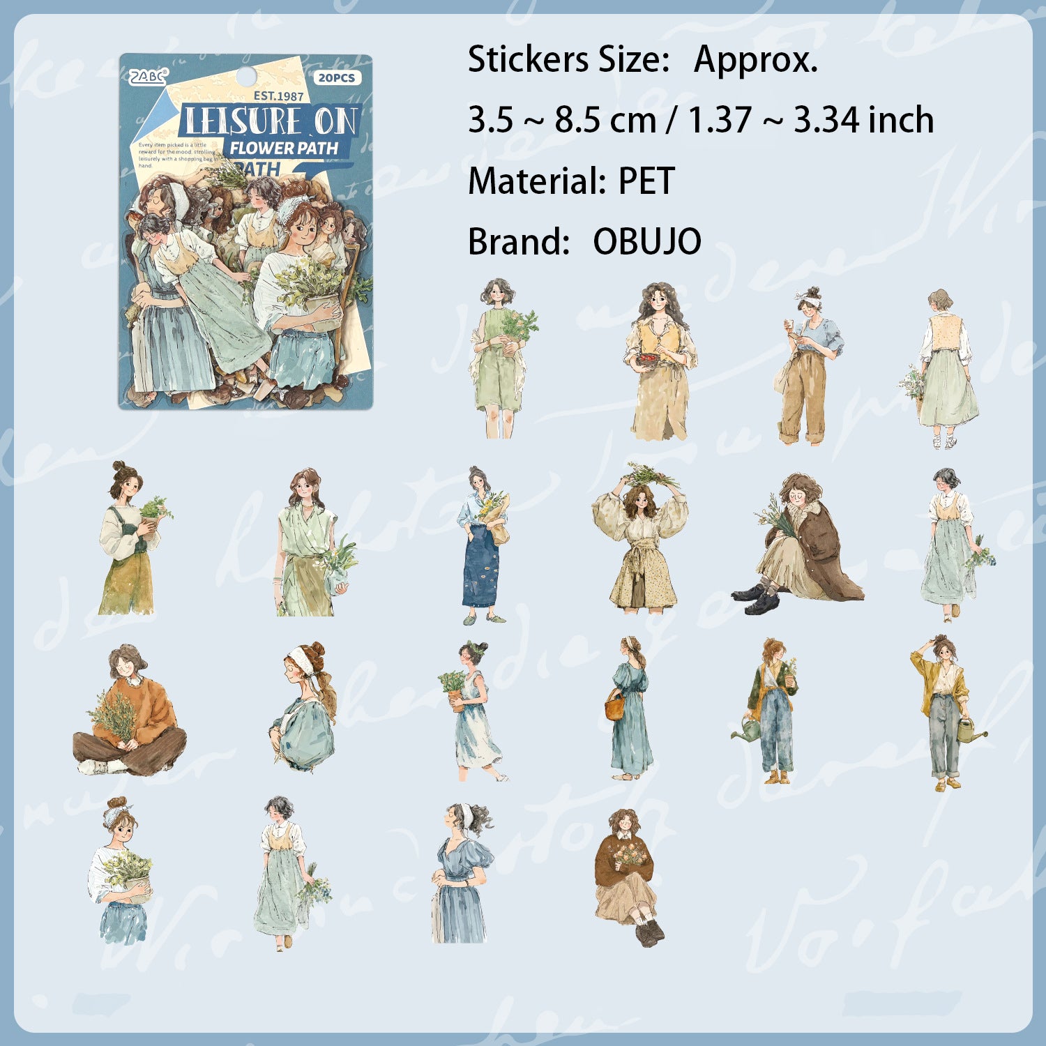 20 Pcs Cozy Girl Life PET Stickers SSSH