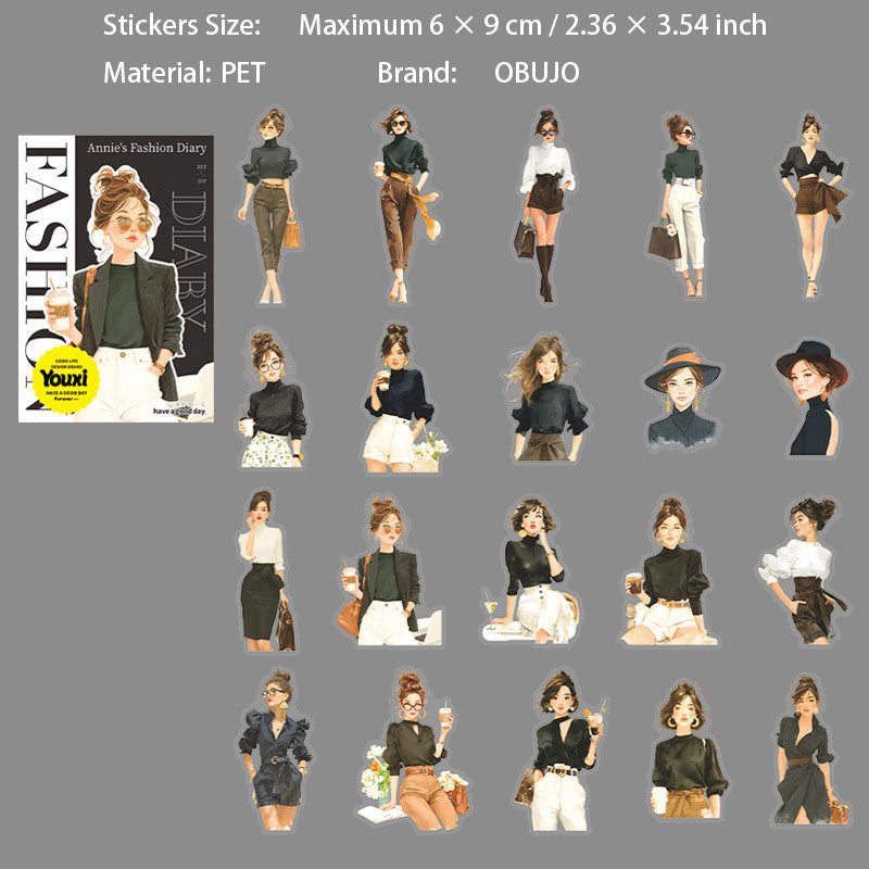 20 Pcs Urban Girl PET Stickers ANSSRJ