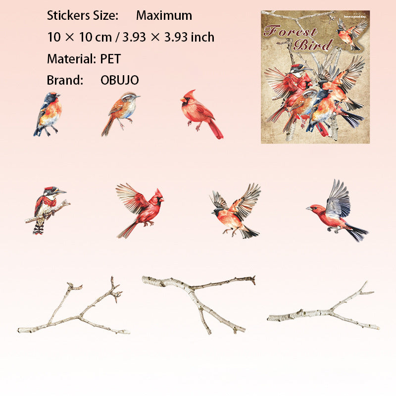 20 Pcs Flying Birds PET Stickers LJQY