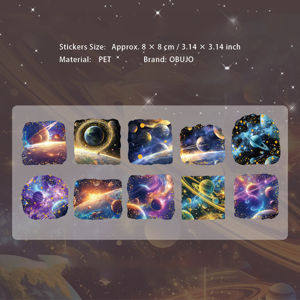 10 Pcs Gold Foil Galaxy PET Stickers CNXK