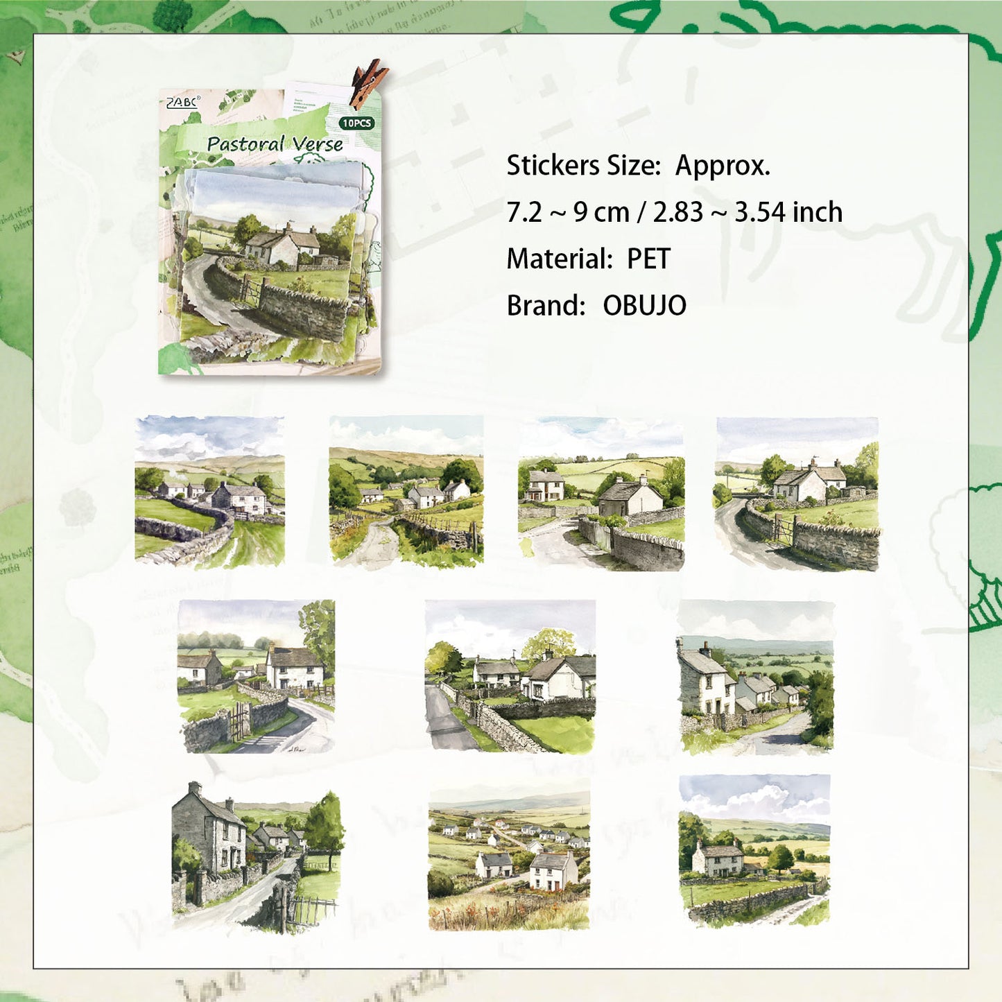 10 Pcs Travel Landscape PET Stickers OLZM