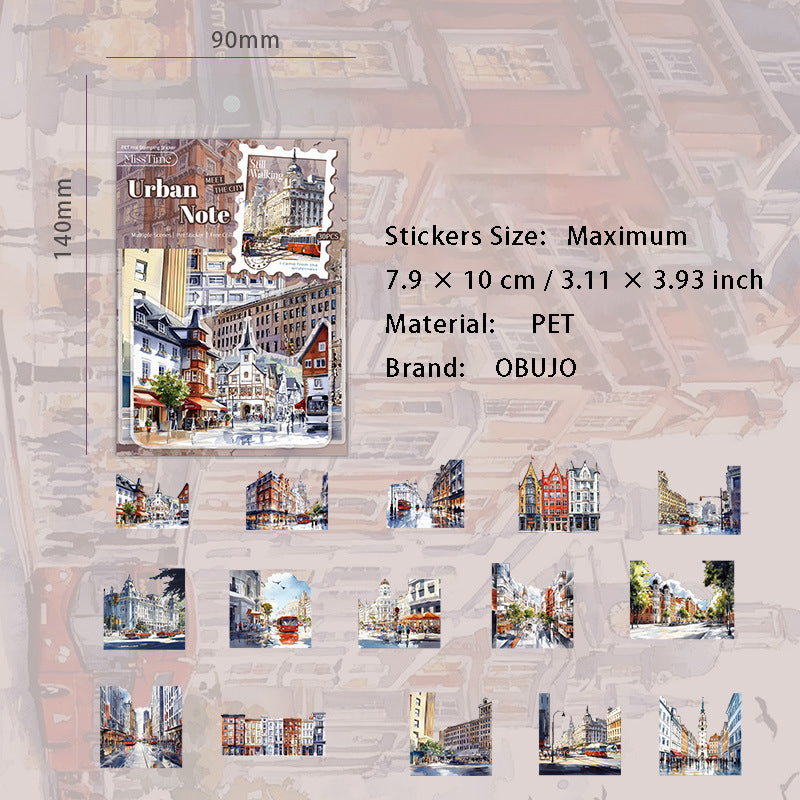 30 Pcs City Town Landscape PET Stickers FJJY