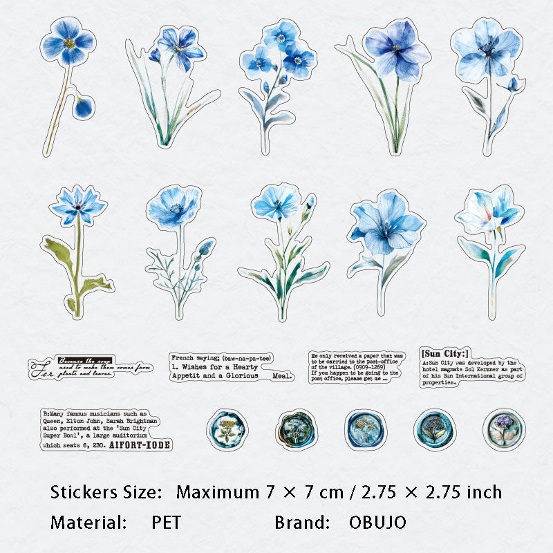 40 Pcs Pressed Flower and Wax Seal PET Stickers LMYZ