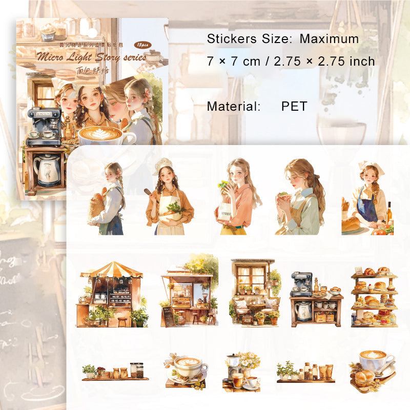 15 Pcs Daily Lifestyle PET Stickers WGWY