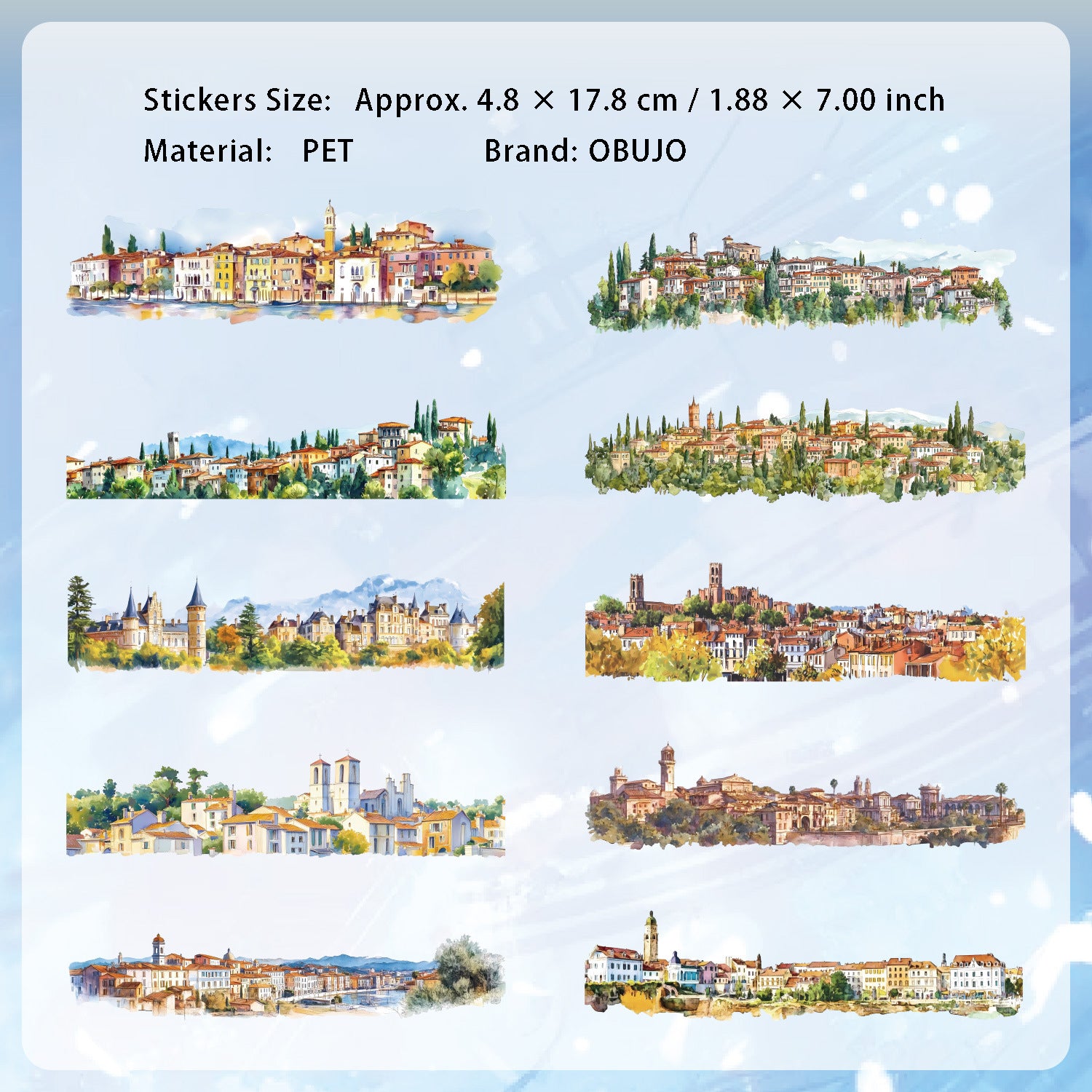 10 Pcs Seasonal Landscape PET Stickers GSZL