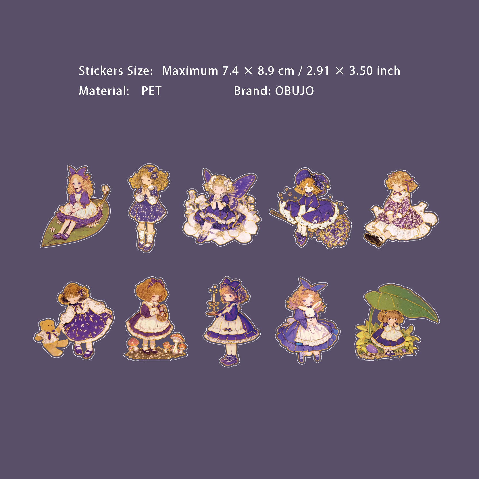 10 Pcs Fairy Girl PET Stickers THJC