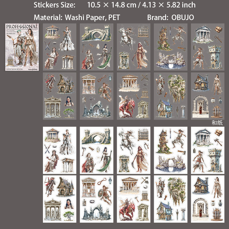 20 Sheets Fantasy Profession Stickers Book HXZYSZ