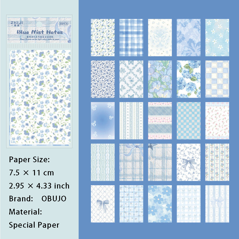50 Pcs Floral Scrapbook Paper LMQF