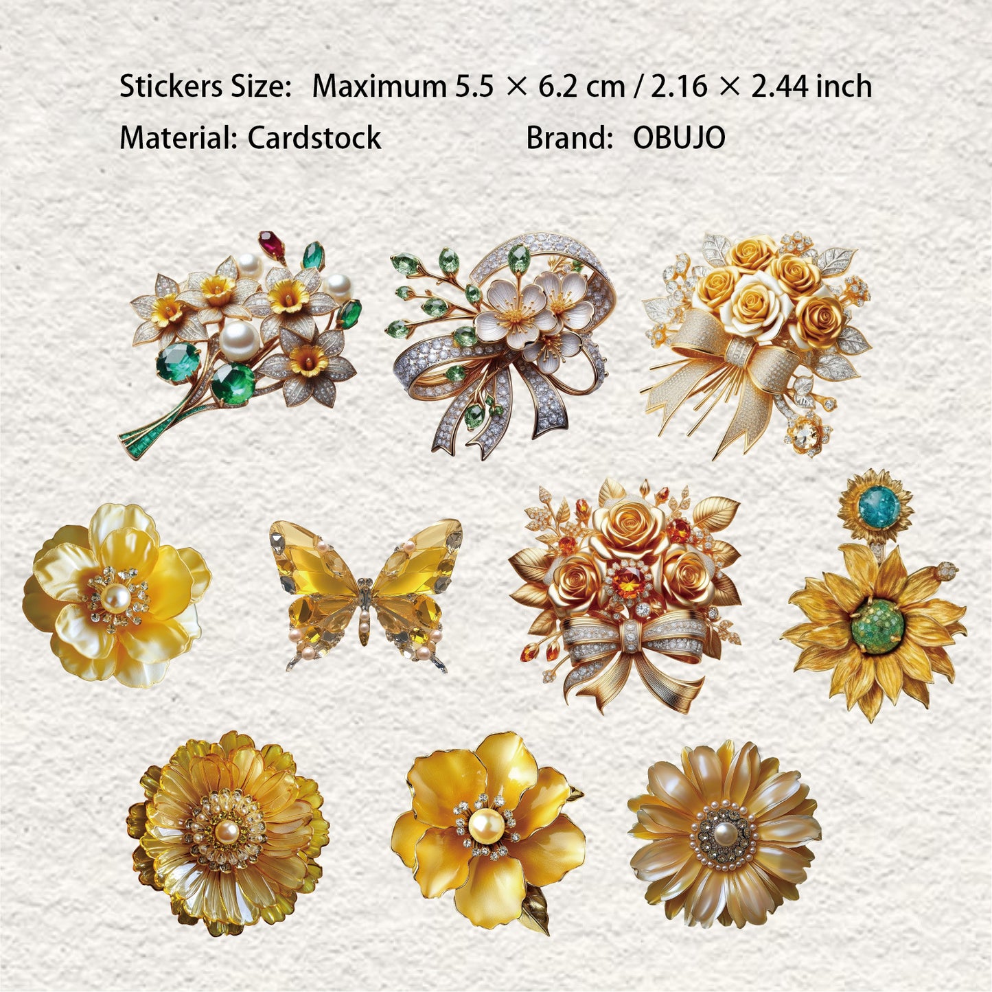 10 Pcs Crystal Jewelry Themed Cardstock Stickers JSXL