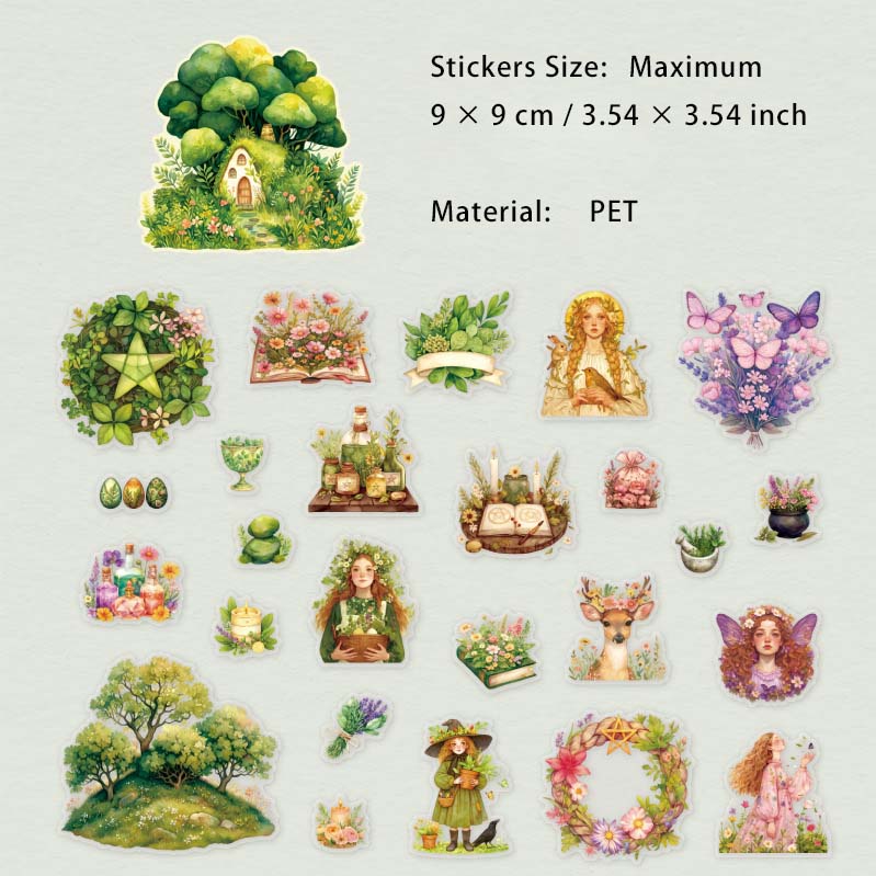 25 Pcs Garden Girl PET Stickers WNYG