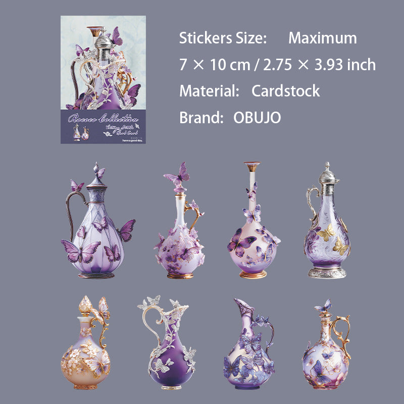 8 Pcs Rococo Glass Bottle Cardstock Stickers LKKDC