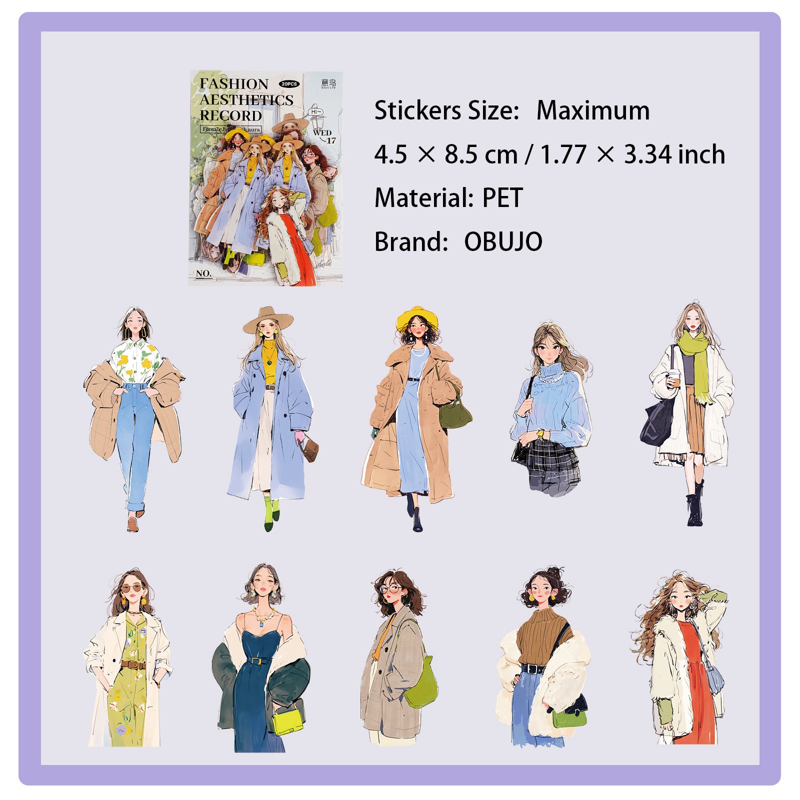 20 Pcs Urban Girl Boy PET Stickers CDMXL