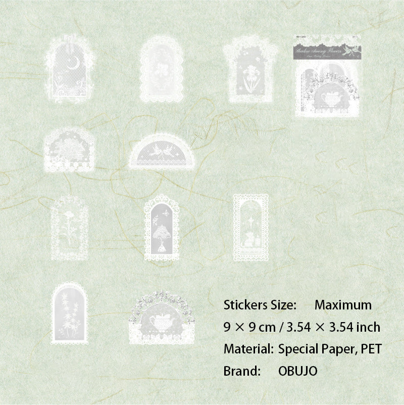 10 Pcs Lace Edged Journal Stickers LSHX
