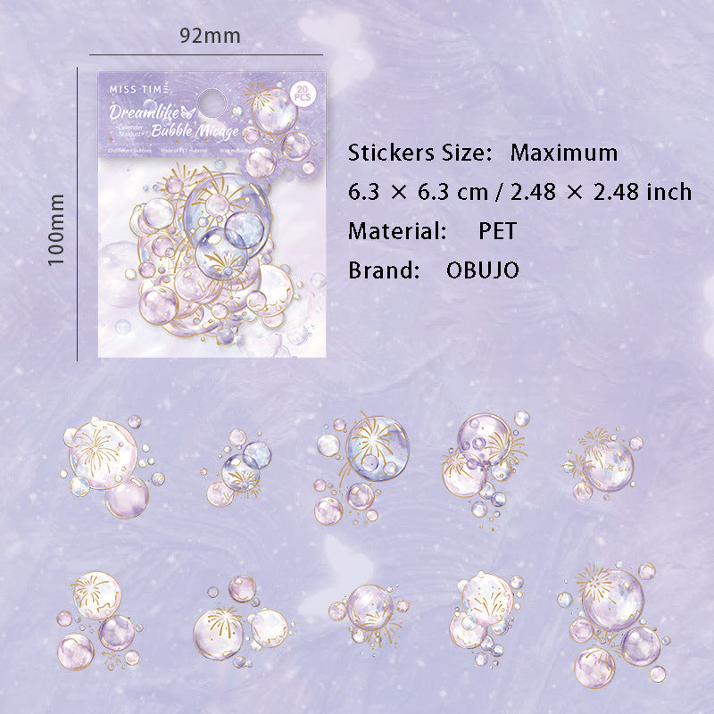 20 Pcs Gold Foil PET Stickers QMPY