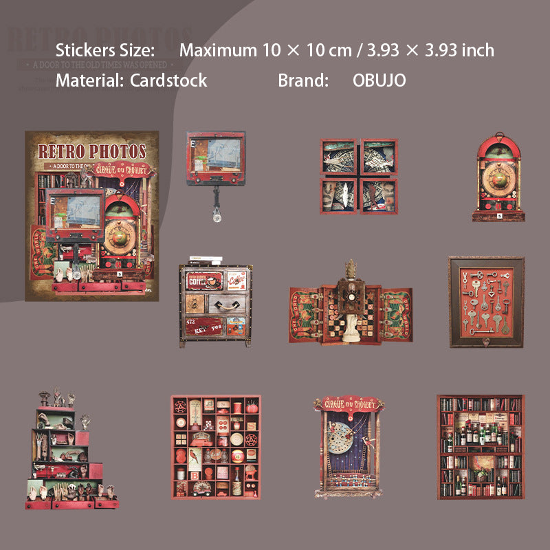 10 Pcs Vintage Shelf Journal Stickers FGJY