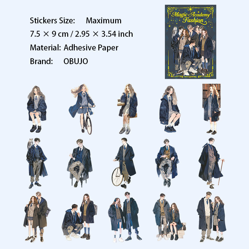 15 Pcs Maigc School Girl Boy PET Stickers MFXYSZ