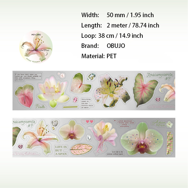 1 Roll Vintage Flower PET Stickers Tape HYDX