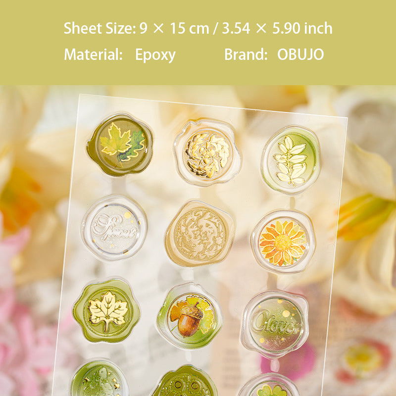 15 Pcs Epoxy Wax Seal Stickers GDHY