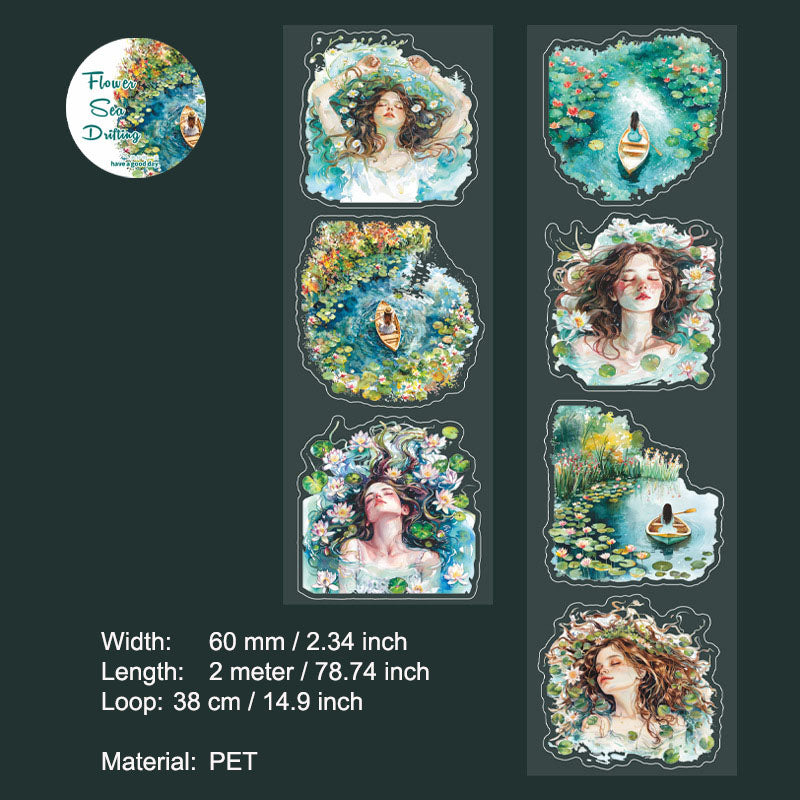 1 Roll Sea of Flowers PET Stickers Tape HHYL