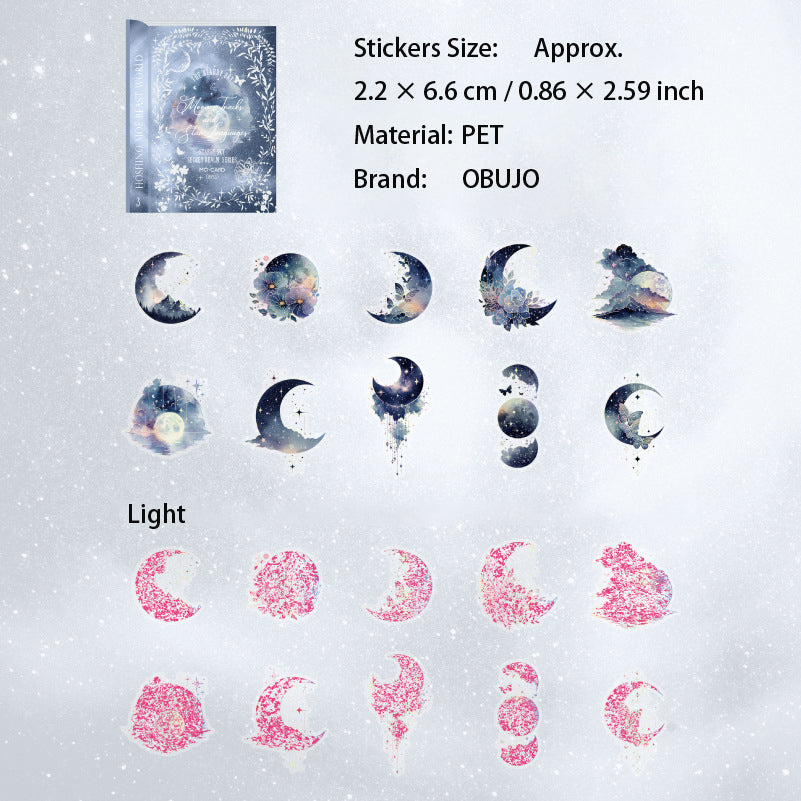 20 Pcs Galaxy Themed PET Stickers XKMY