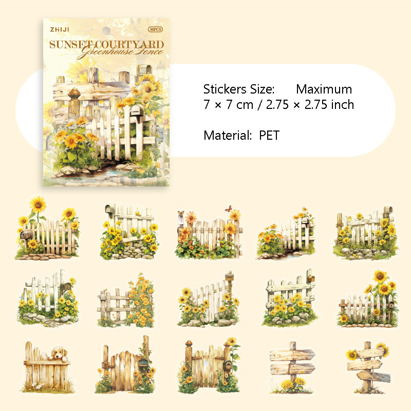15 Pcs Garden Fence PET Stickers HFLS