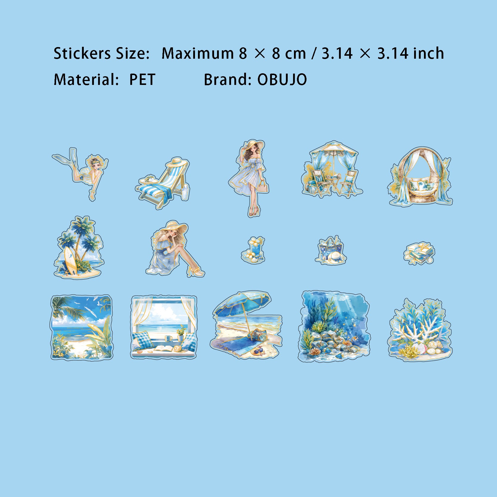 30 Pcs Summer Travel PET Stickers XRZL