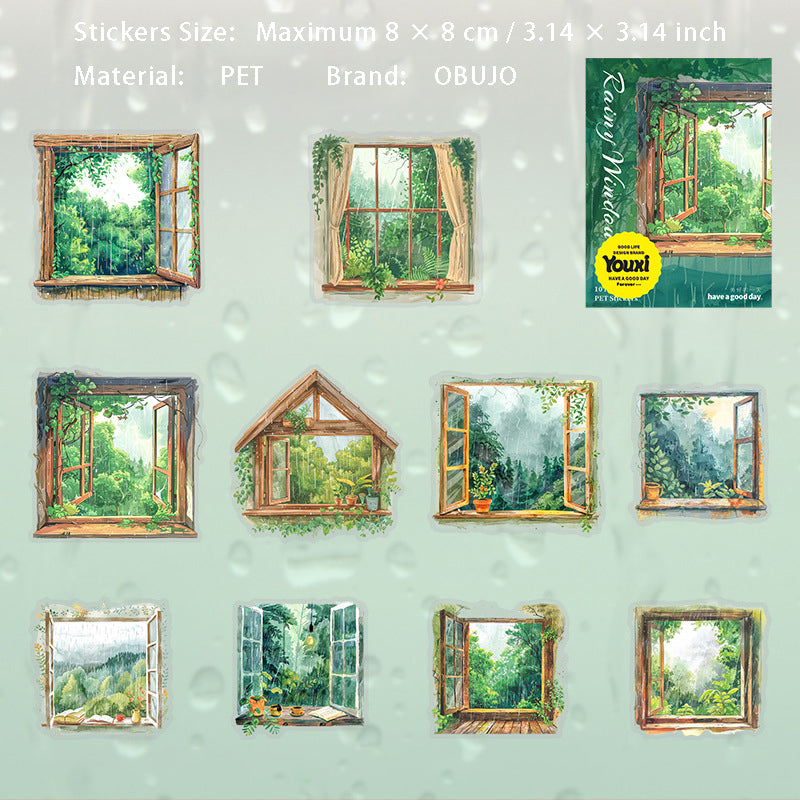 10 Pcs Windows Landscape PET Stickers CBTY