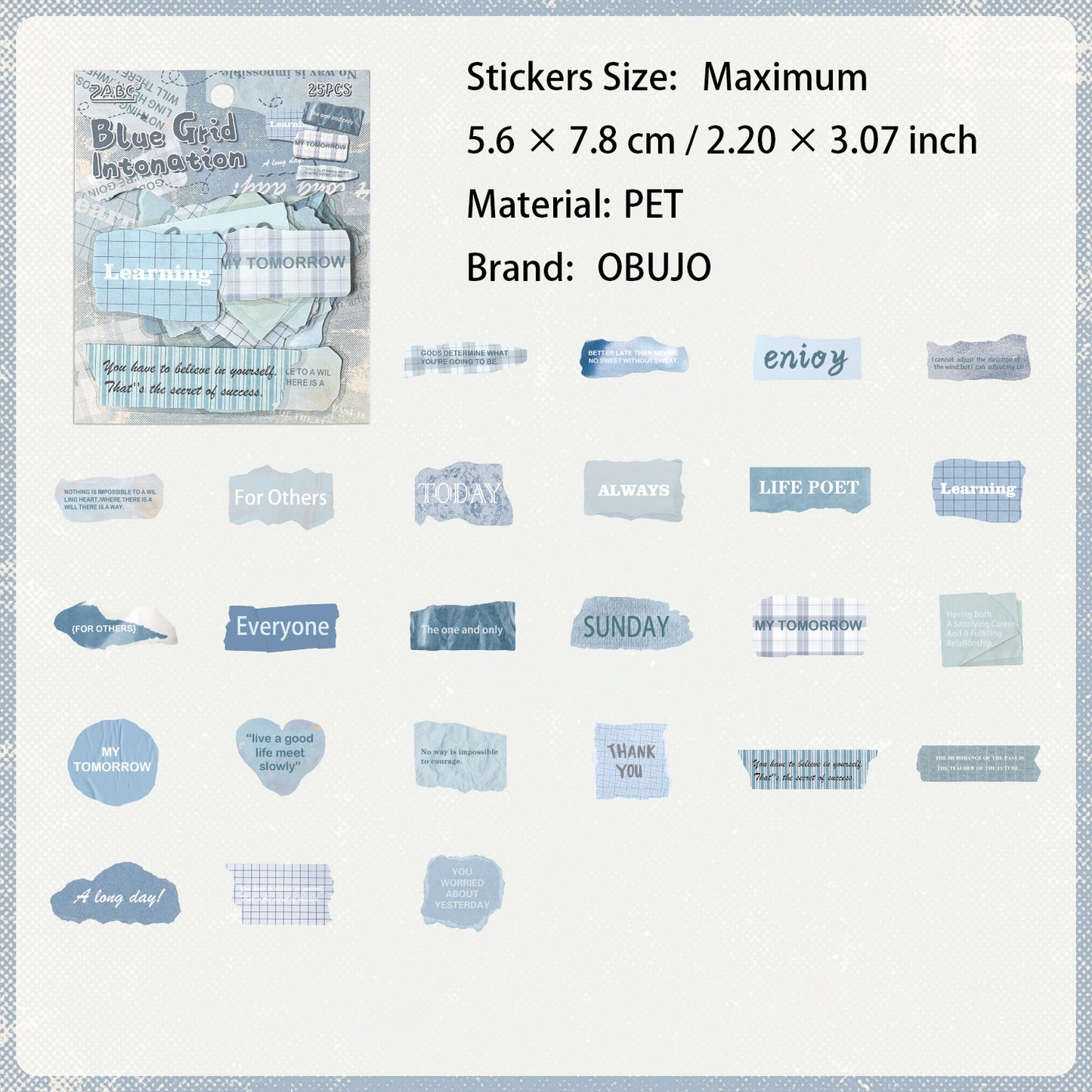 25 Pcs Vintage Words PET Stickers HYYL