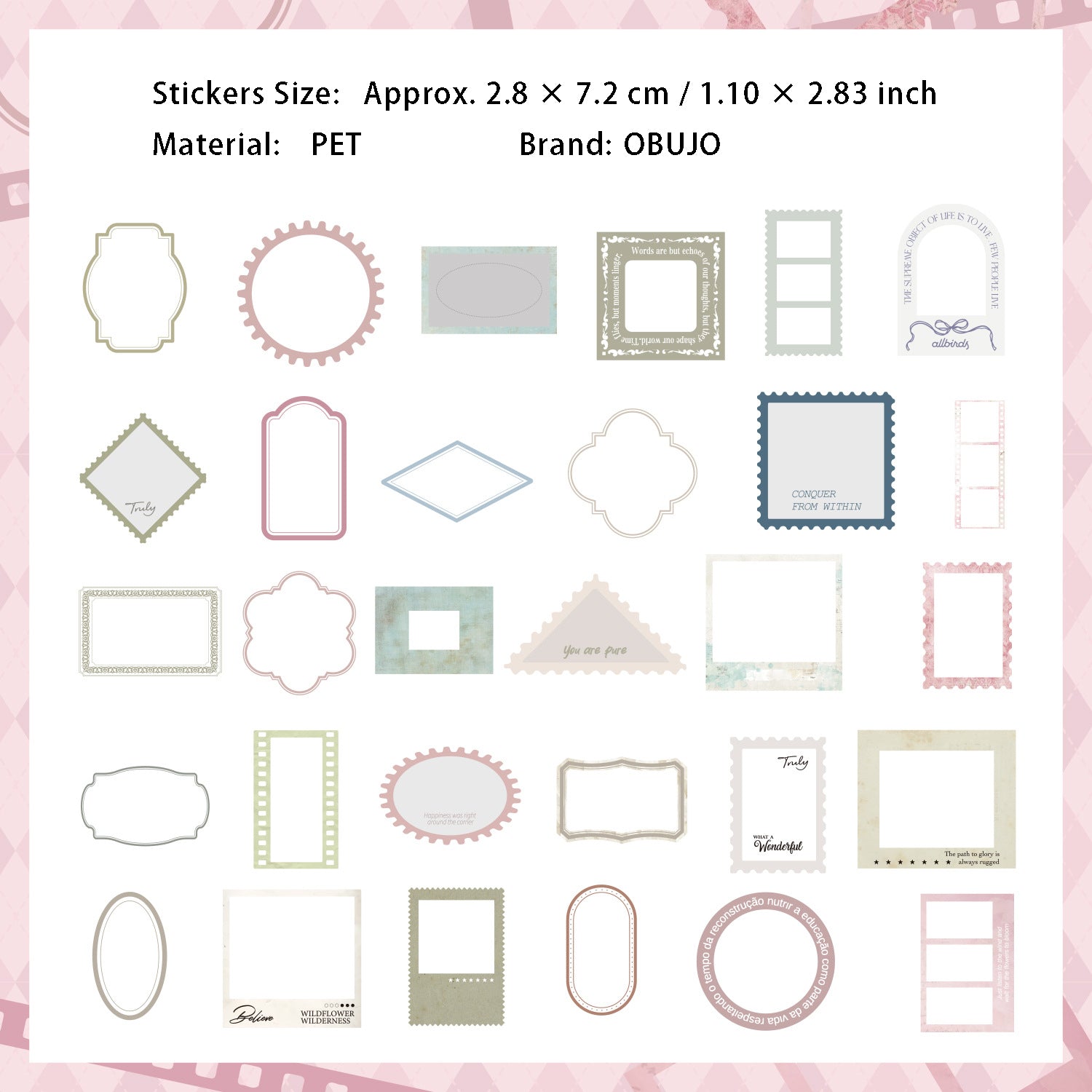 30 Pcs Board Frame PET Stickers DGSH