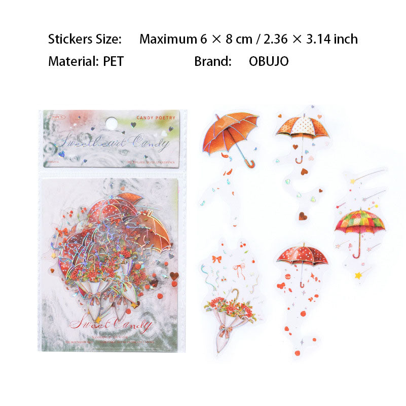 20 Pcs Umbrella Themed Stickers YJLX