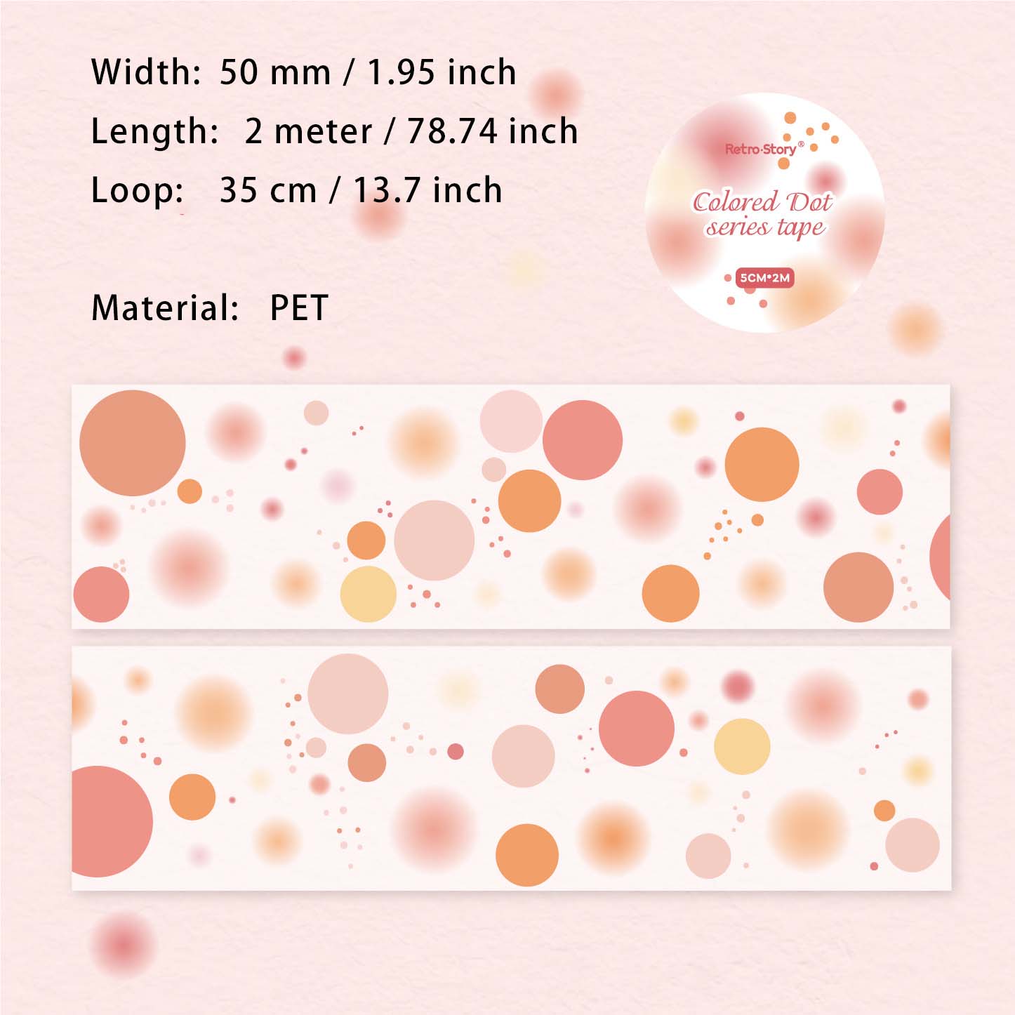 1 Roll Watercolor Dot PET Tape CSXL
