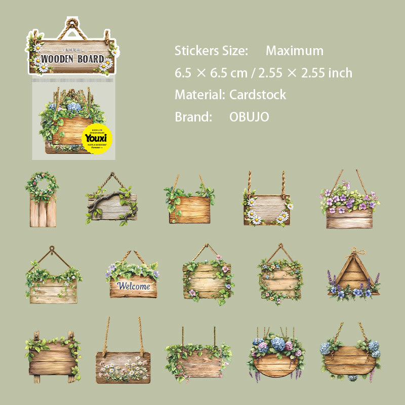 15 Pcs Wooden Sign Cardstock Stickers MJWY