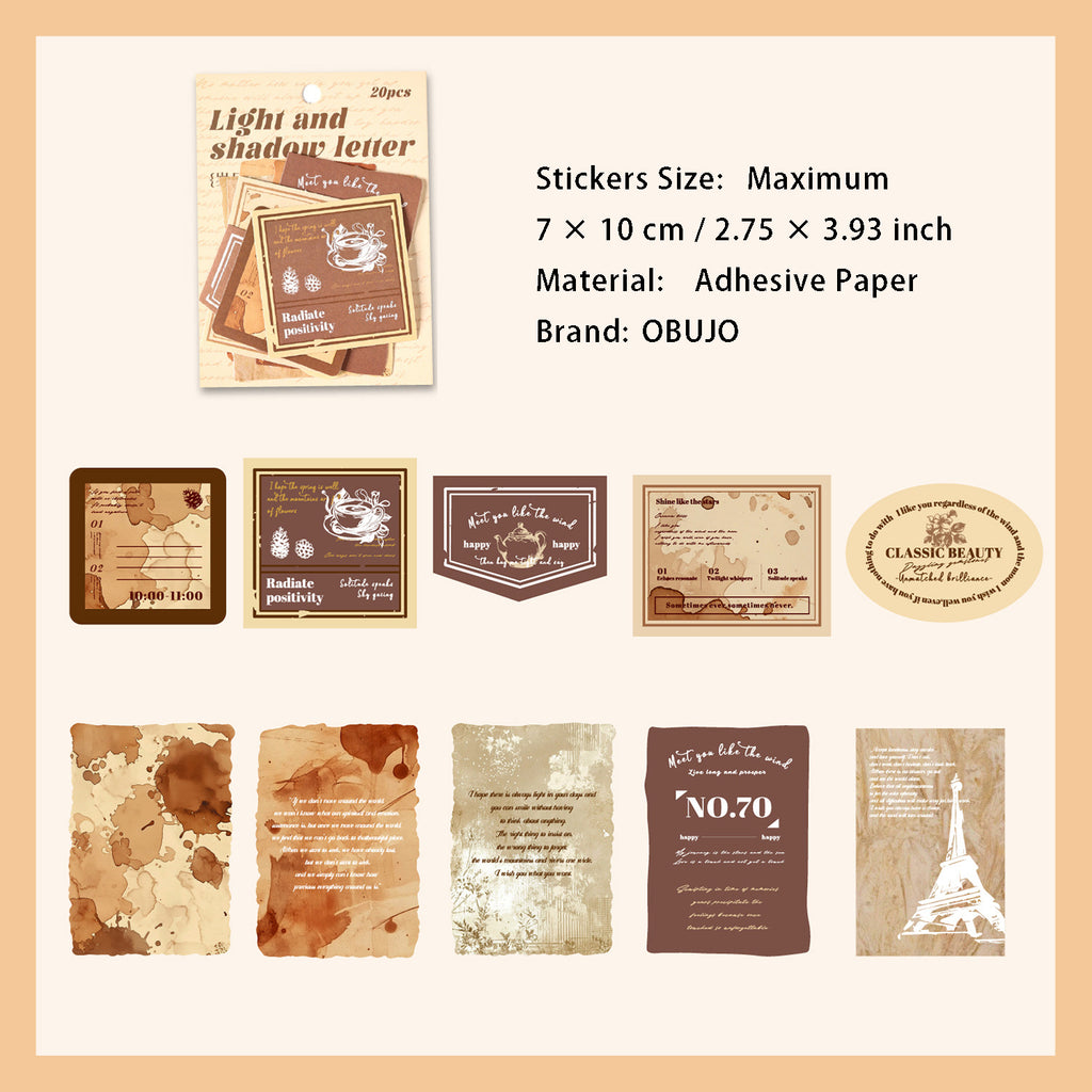 20 Pcs Vintage Journal Stickers GYXJ