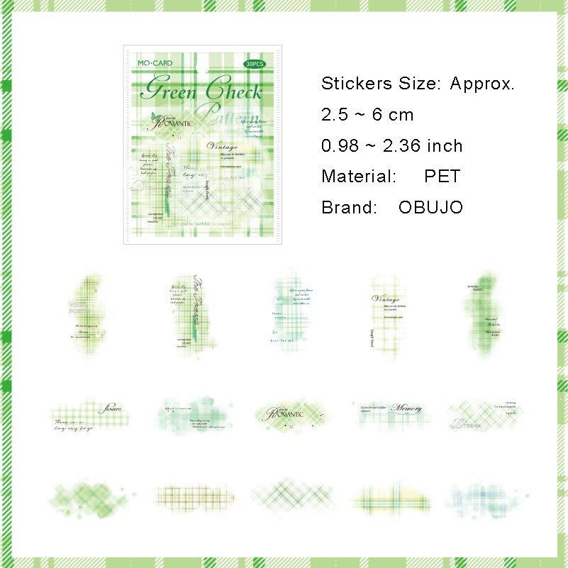 30 Pcs Watercolor Grid Journal Stickers CSGWP