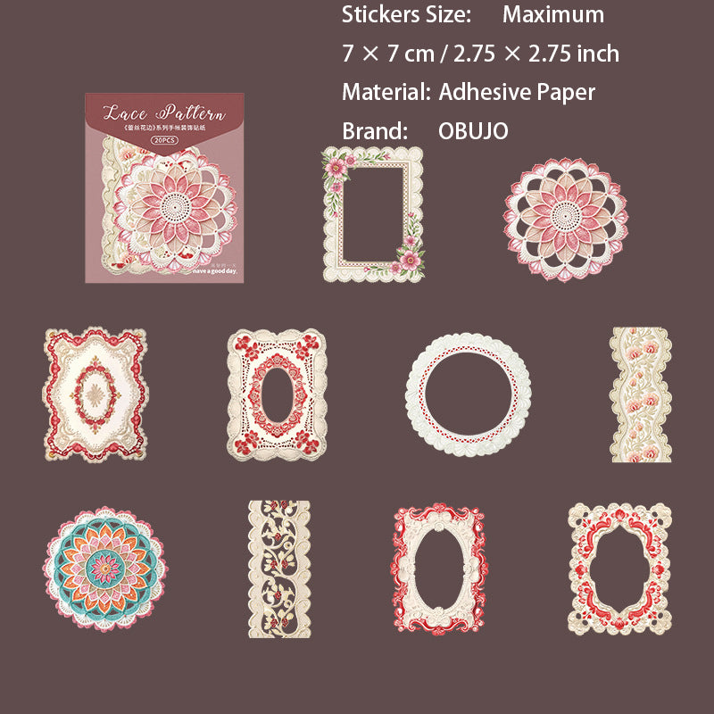 20 Pcs Lace Frame Stickers LSHB