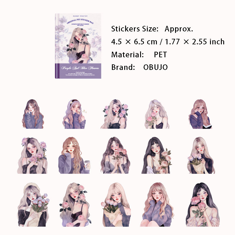 30 Pcs Fahsion Girl PET Stickers JRSD