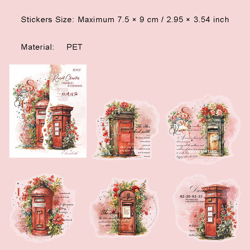 10 Pcs Flower Manor PET Stickers TYPZ